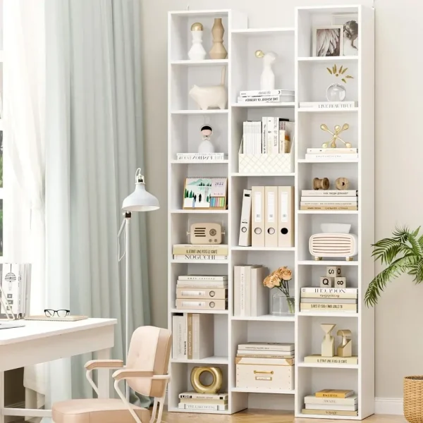 8 Tier Storage Tower Rack, CD DVD Storage Rack with Adjustable Shelves, Bookshelf Storage Organizer Shelf for Home Office